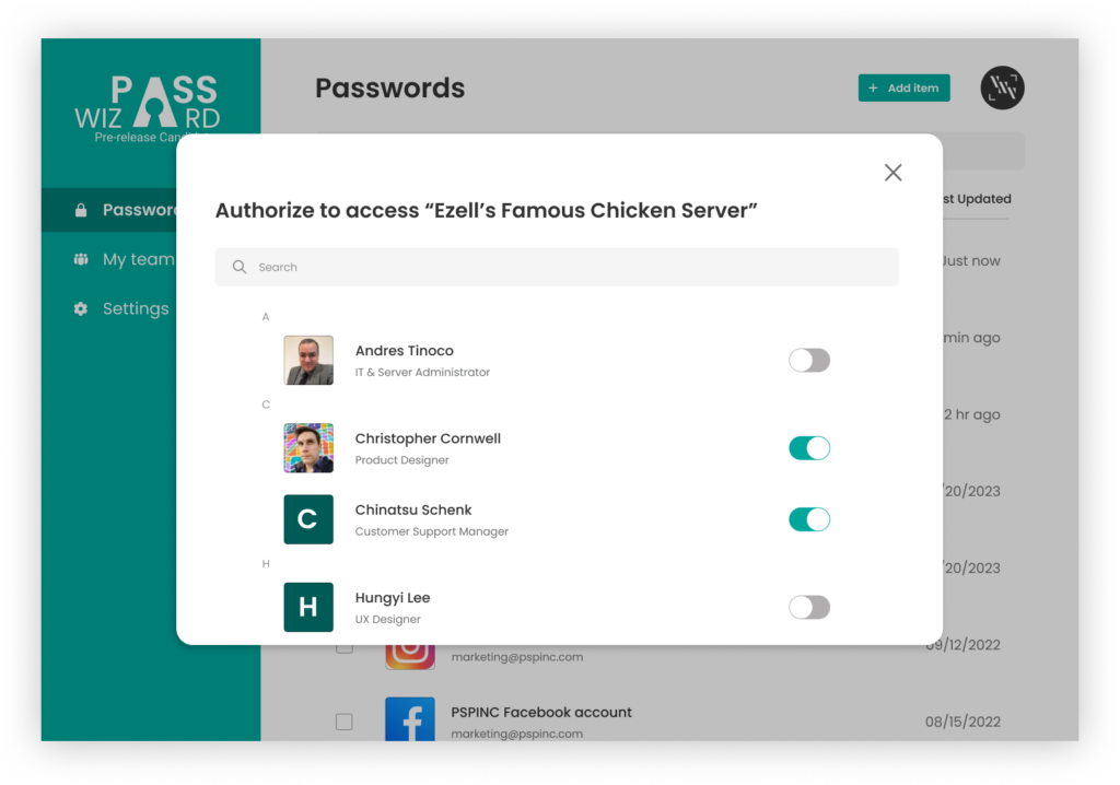 ▲ Admin can decide password access