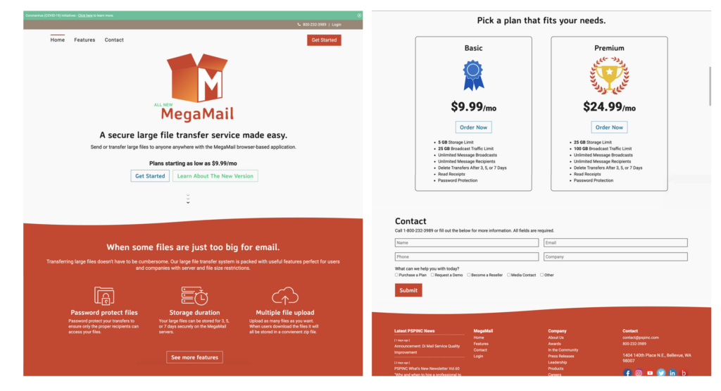 ▲ Current landing page
